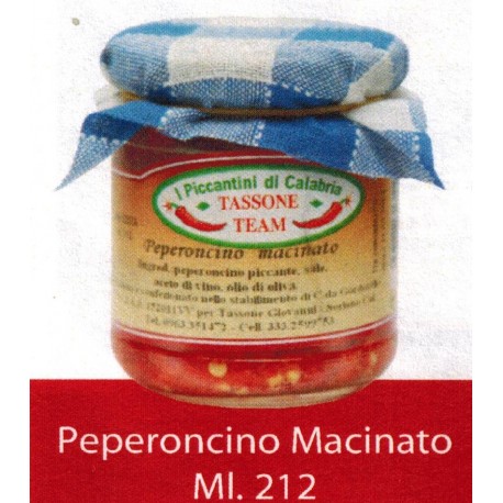 PEPERONCINO PICCANTE MACINATO DI CALABRIA IN OLIO DI OLIVA VASETTO VETRO 314 ML